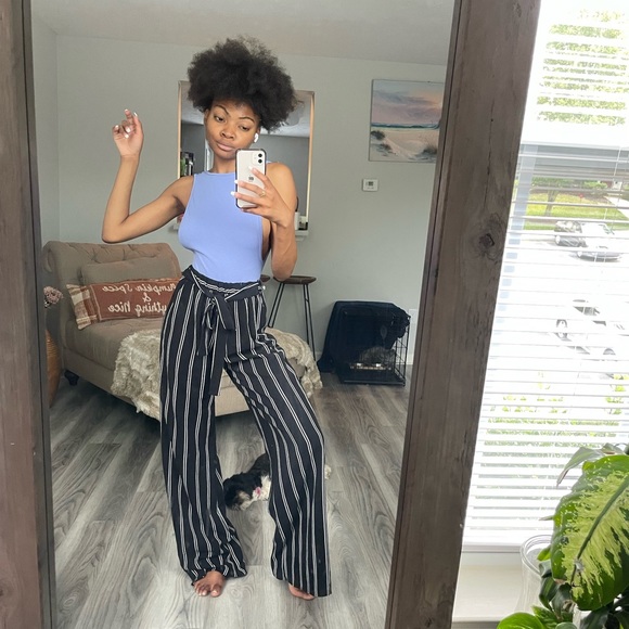 Black And White Flare Pants - Picture 2 of 15